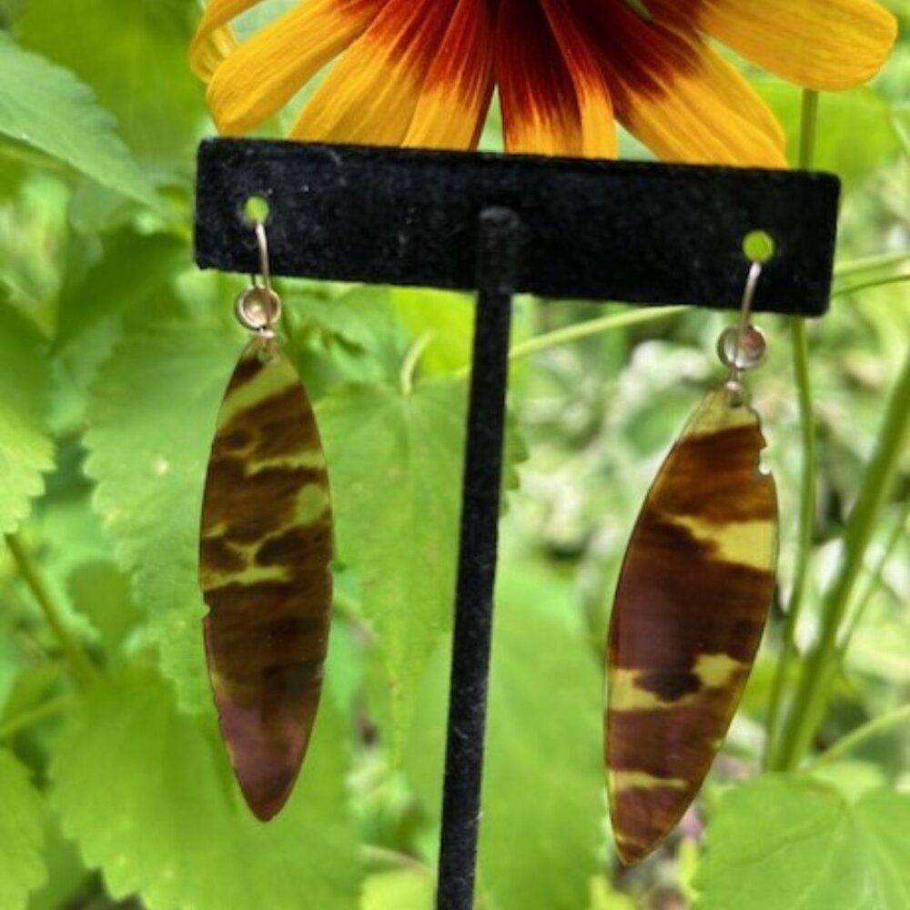 LUCITE Brown Amber Wide Bracelet Earrings SET - Picture 2 of 8